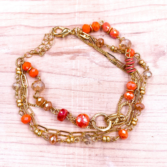 Jade Bracelet Set - Orange