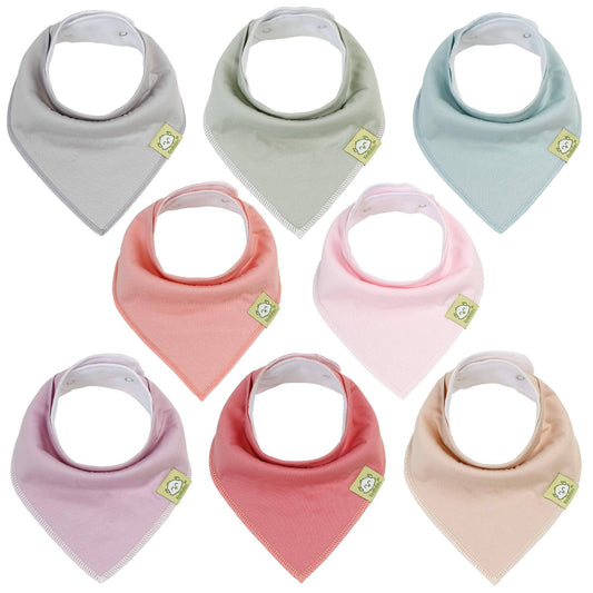 8-pack Baby Bandana Bibs for Girls and Boys: Muted Pastel